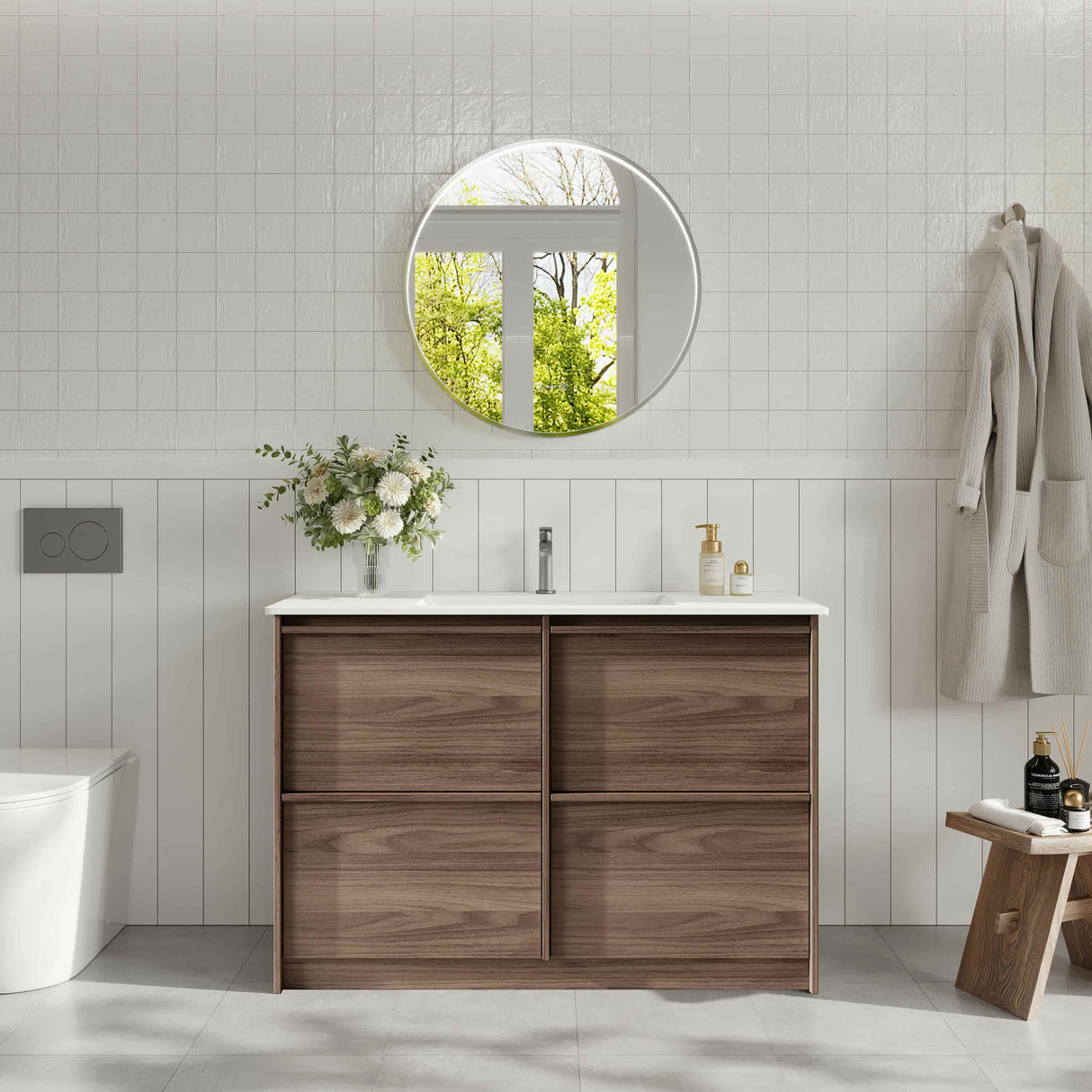 Bella Floor Standing Vanity - Notaio Walnut