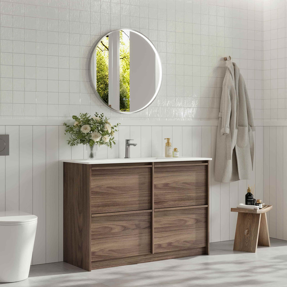 Bella Floor Standing Vanity - Notaio Walnut
