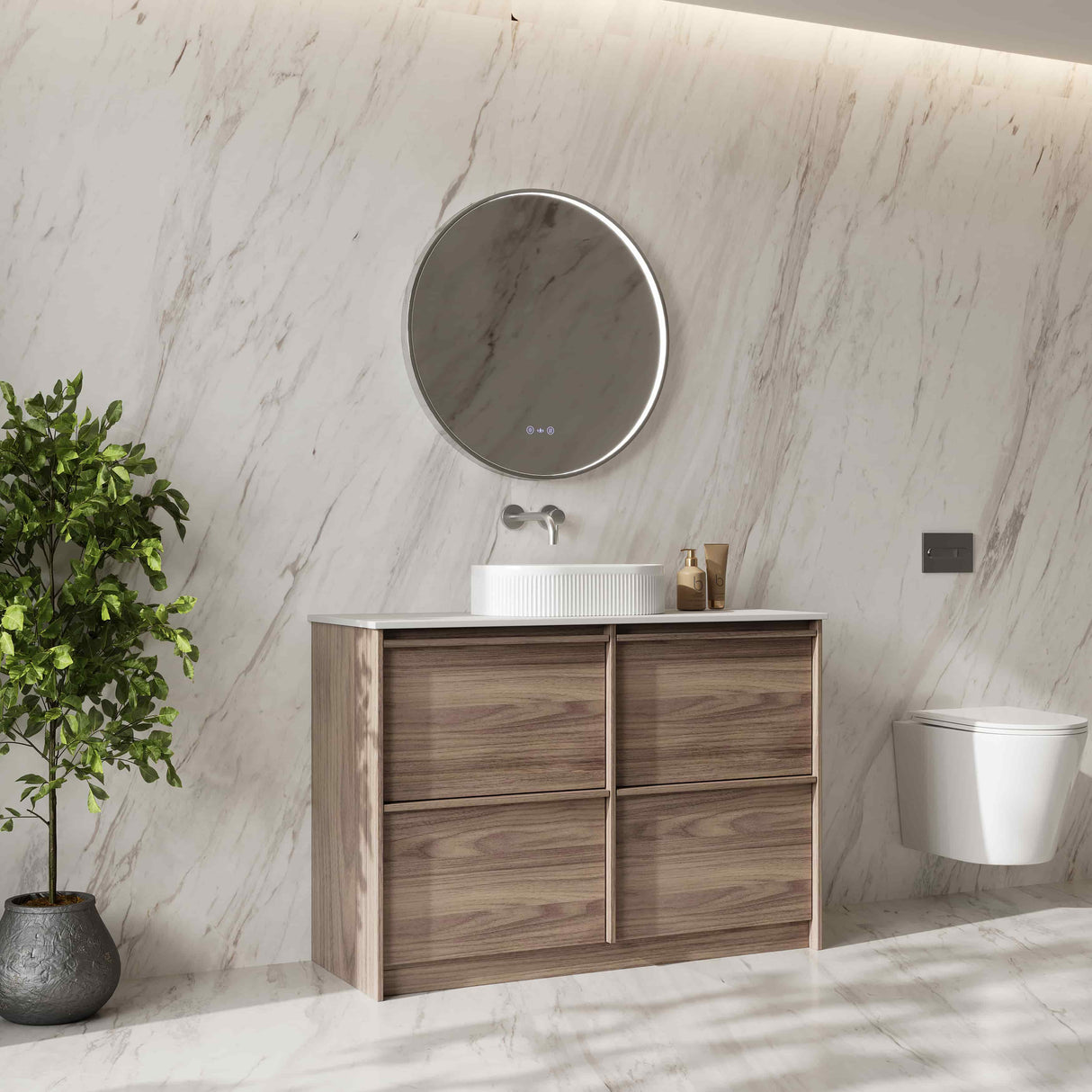 Bella Floor Standing Vanity - Notaio Walnut