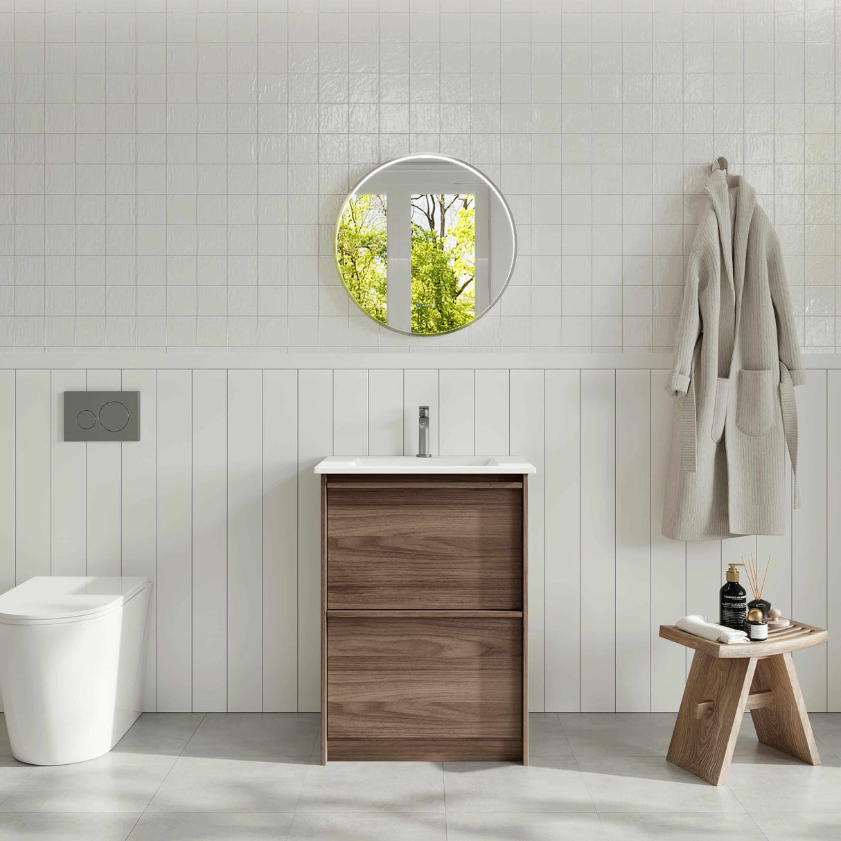 Bella Floor Standing Vanity - Notaio Walnut