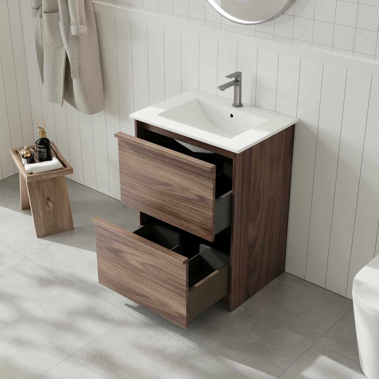 Bella Floor Standing Vanity - Notaio Walnut