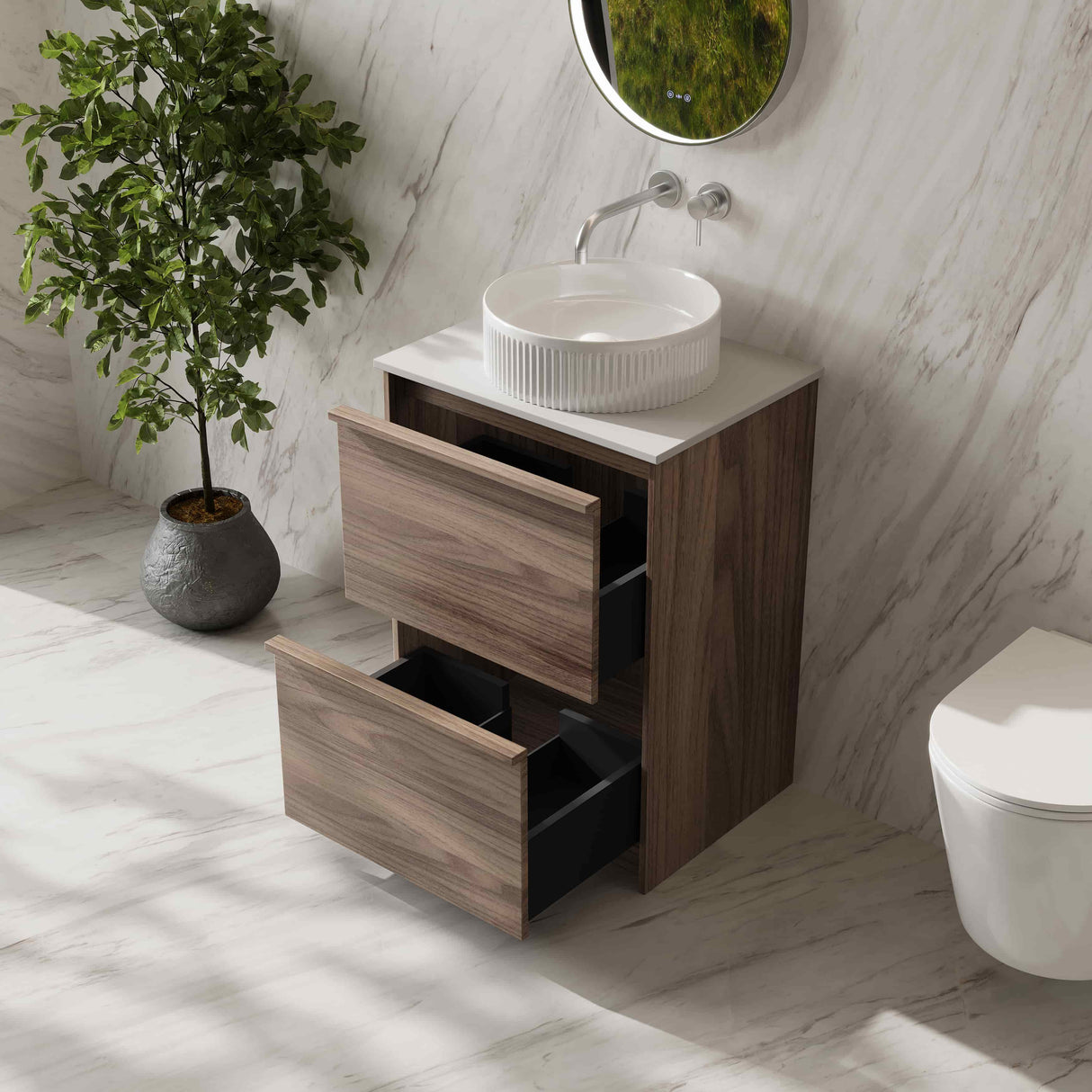 Bella Floor Standing Vanity - Notaio Walnut