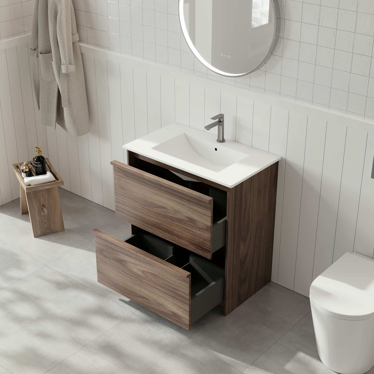 Bella Floor Standing Vanity - Notaio Walnut