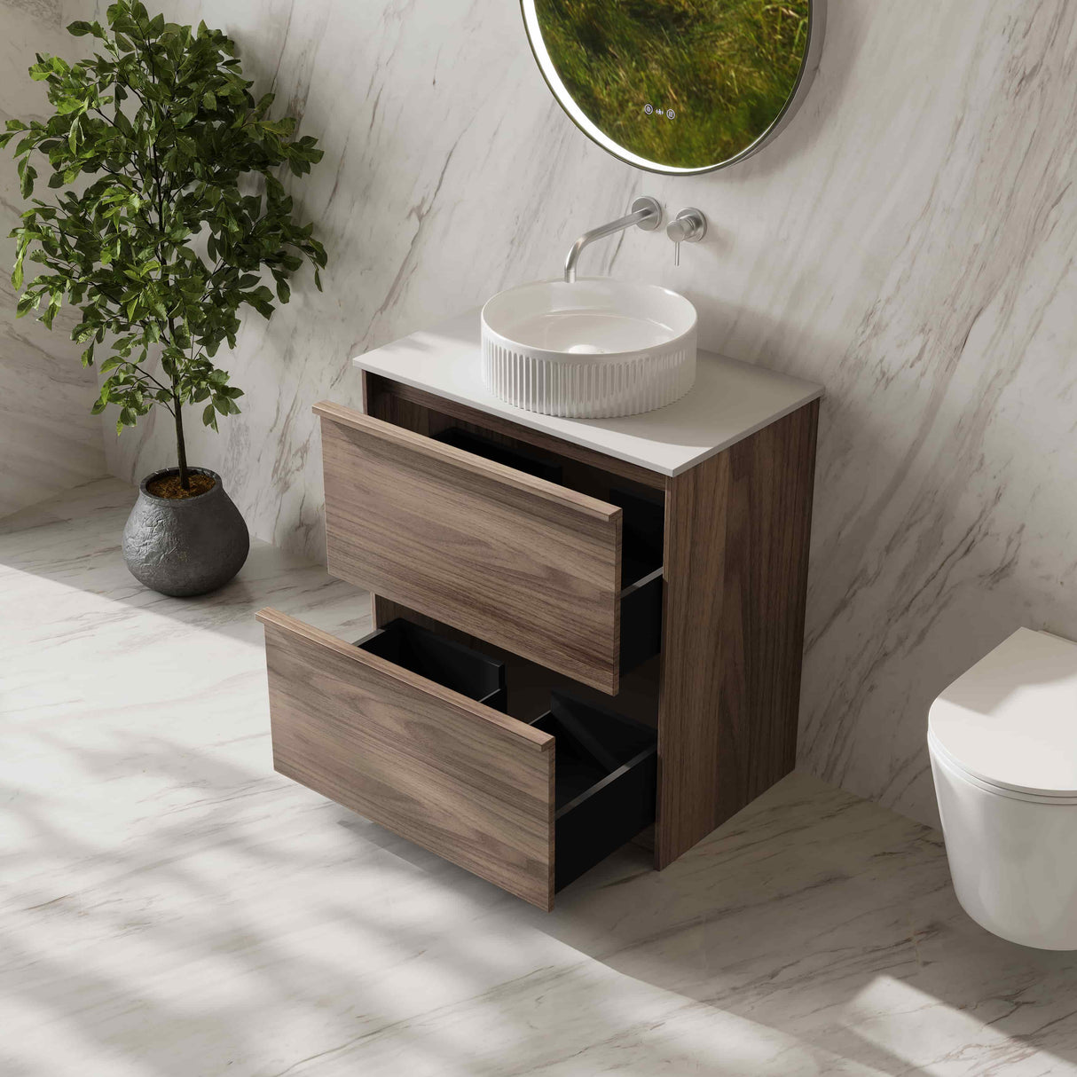 Bella Floor Standing Vanity - Notaio Walnut