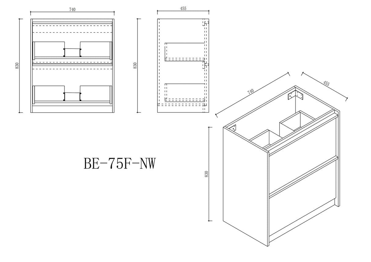 Bella Floor Standing Vanity - Notaio Walnut