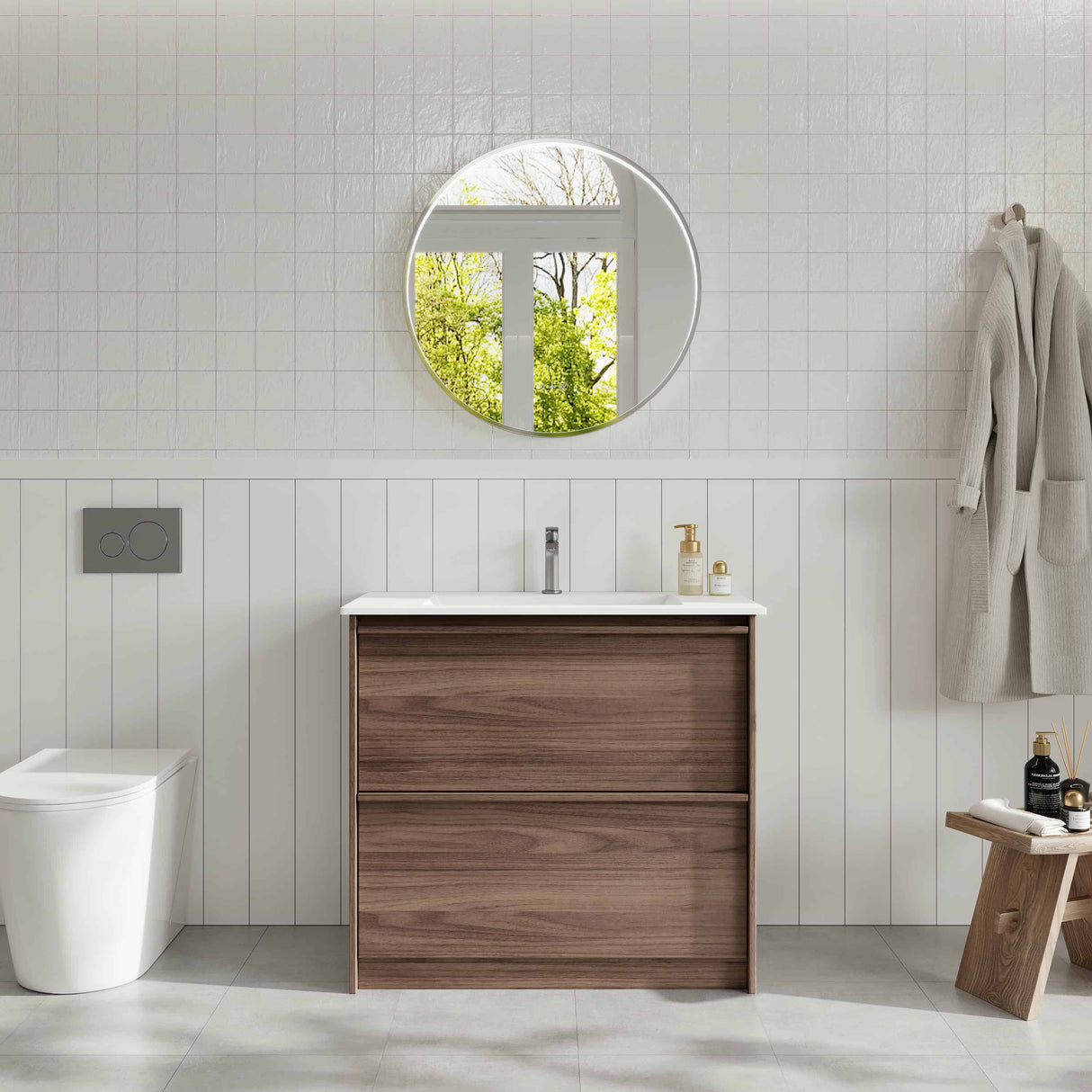 Bella Floor Standing Vanity - Notaio Walnut