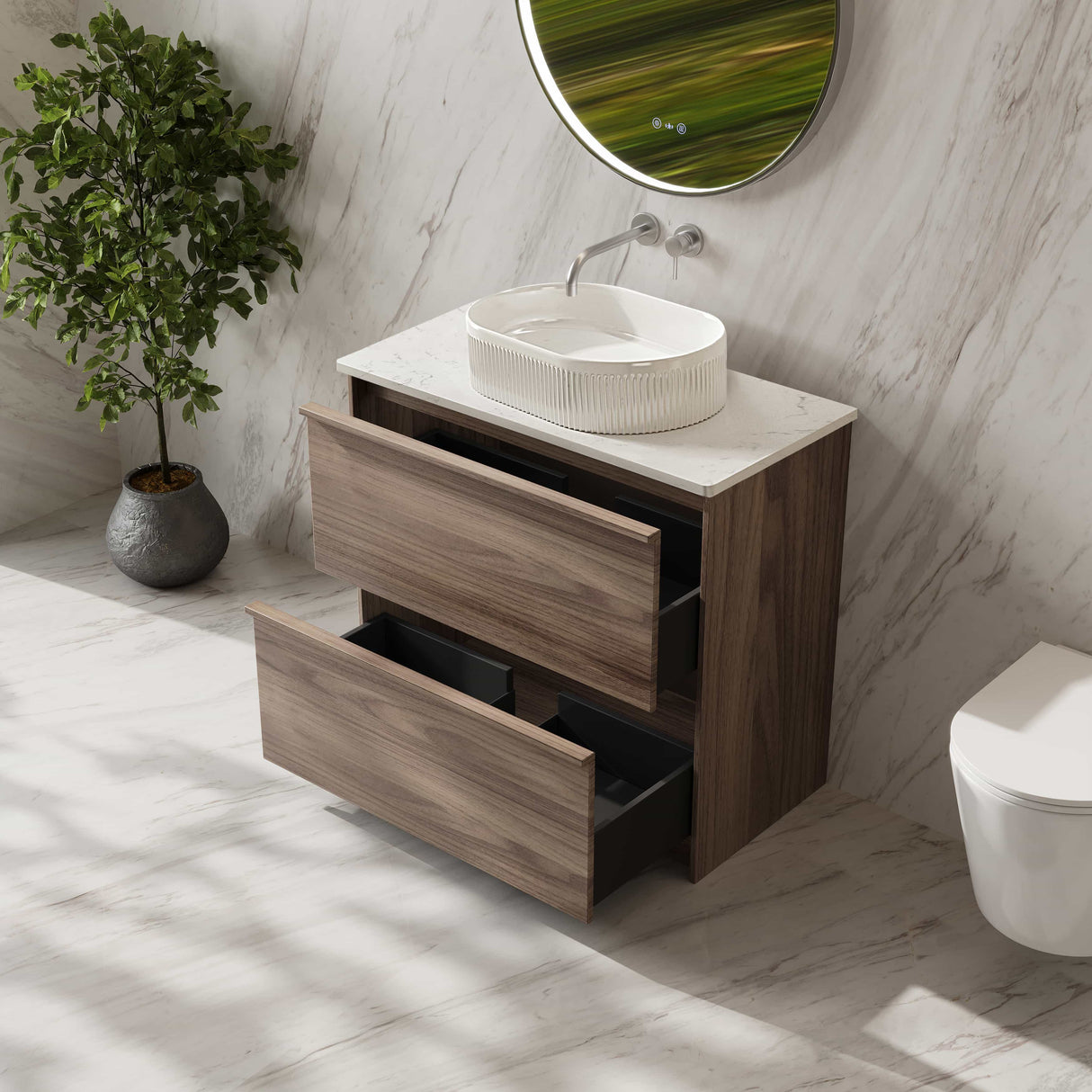 Bella Floor Standing Vanity - Notaio Walnut