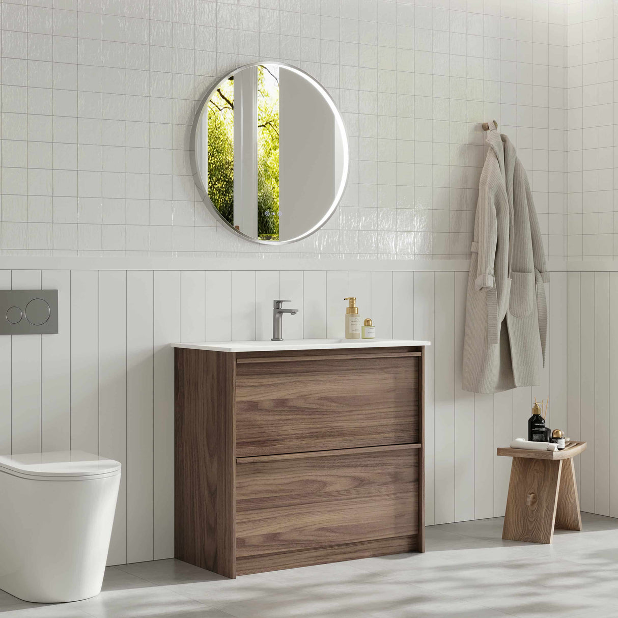 Bella Floor Standing Vanity - Notaio Walnut