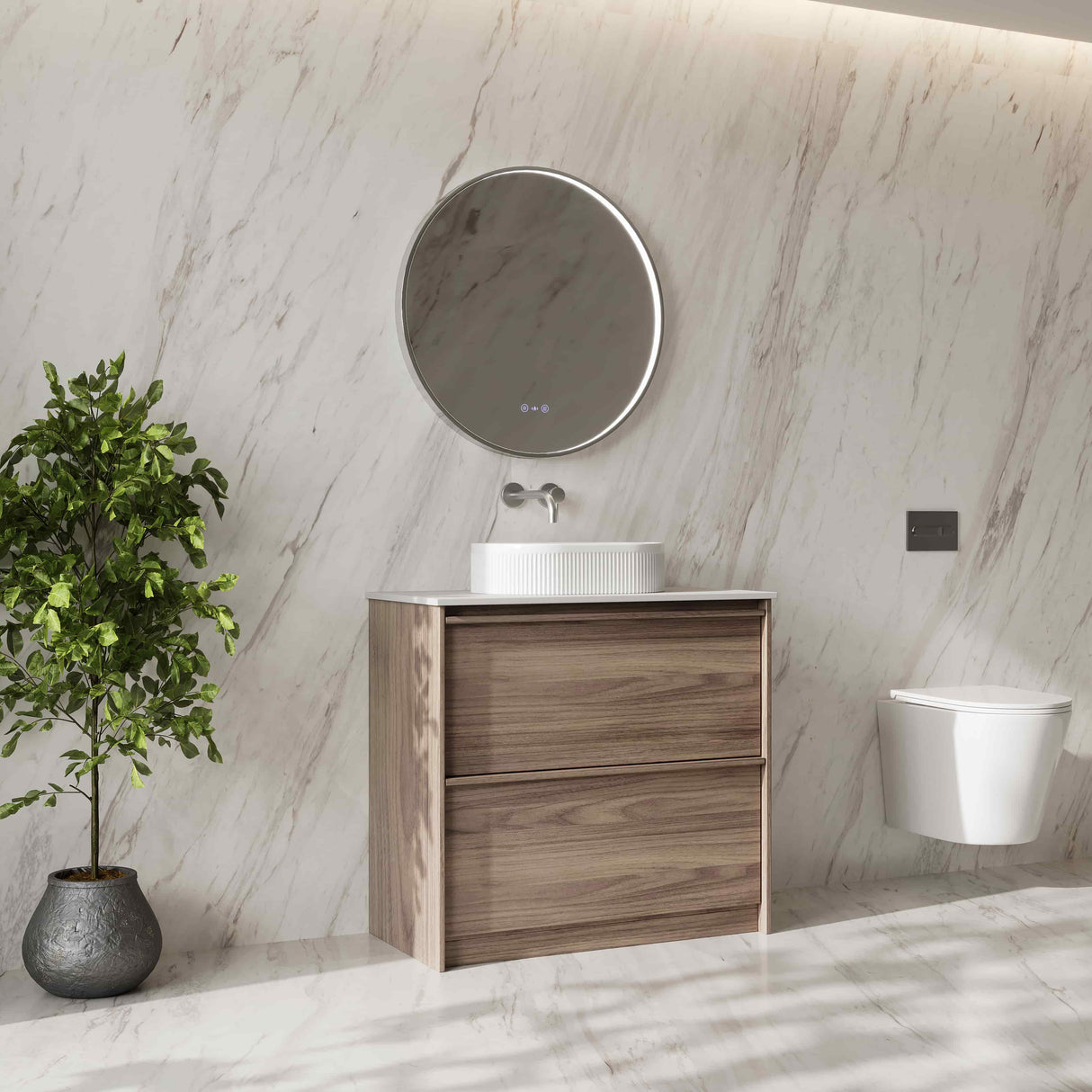 Bella Floor Standing Vanity - Notaio Walnut