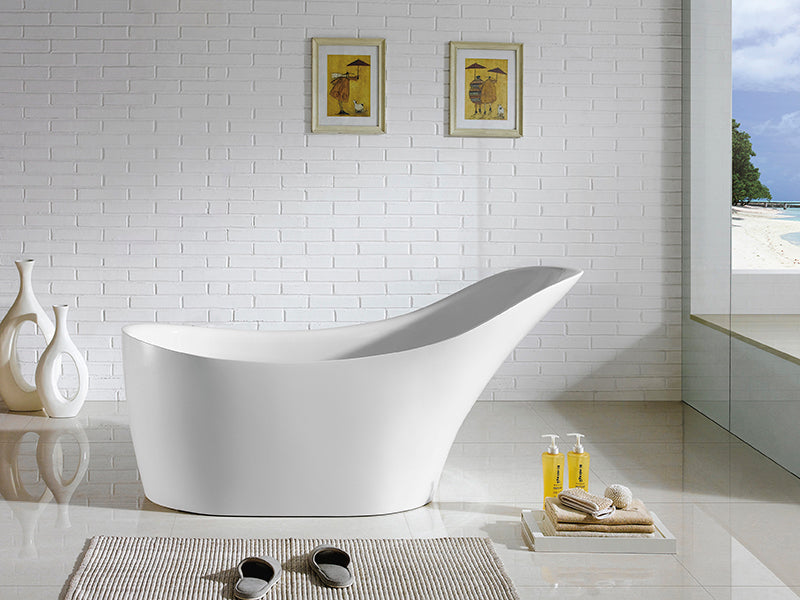 Bevel Freestanding Bathtub with Non-Overflow (Gloss White) (1400/1500/1700mm)-Clearance
