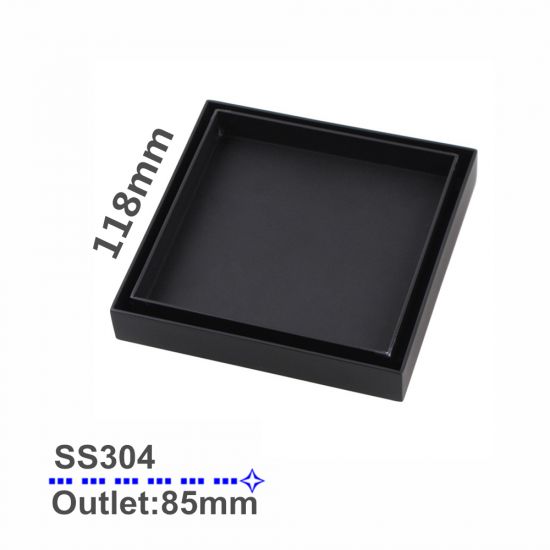 Shower Grate Floor Waste Drain Smart Insert Tile 120*120mm - Black