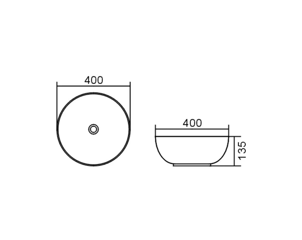 Bondi Matte White Basin (Round: 400x400x135)