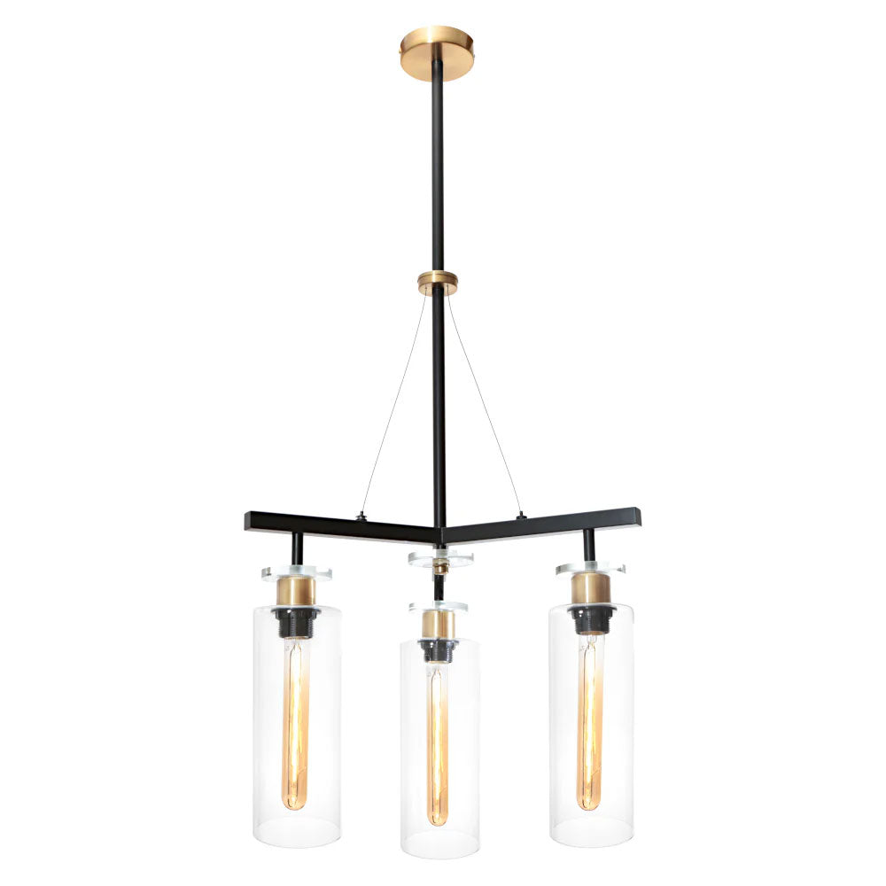 Bourne 3 Light Pendant Black / Gold