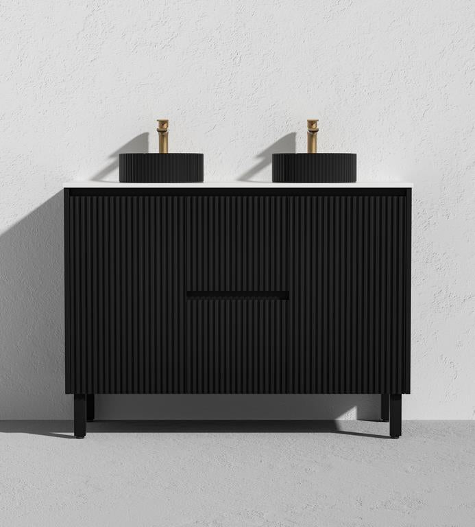 Brighton Freestanding PVC Vanity 1200mm (Double Bowl)(Matte Black)-3