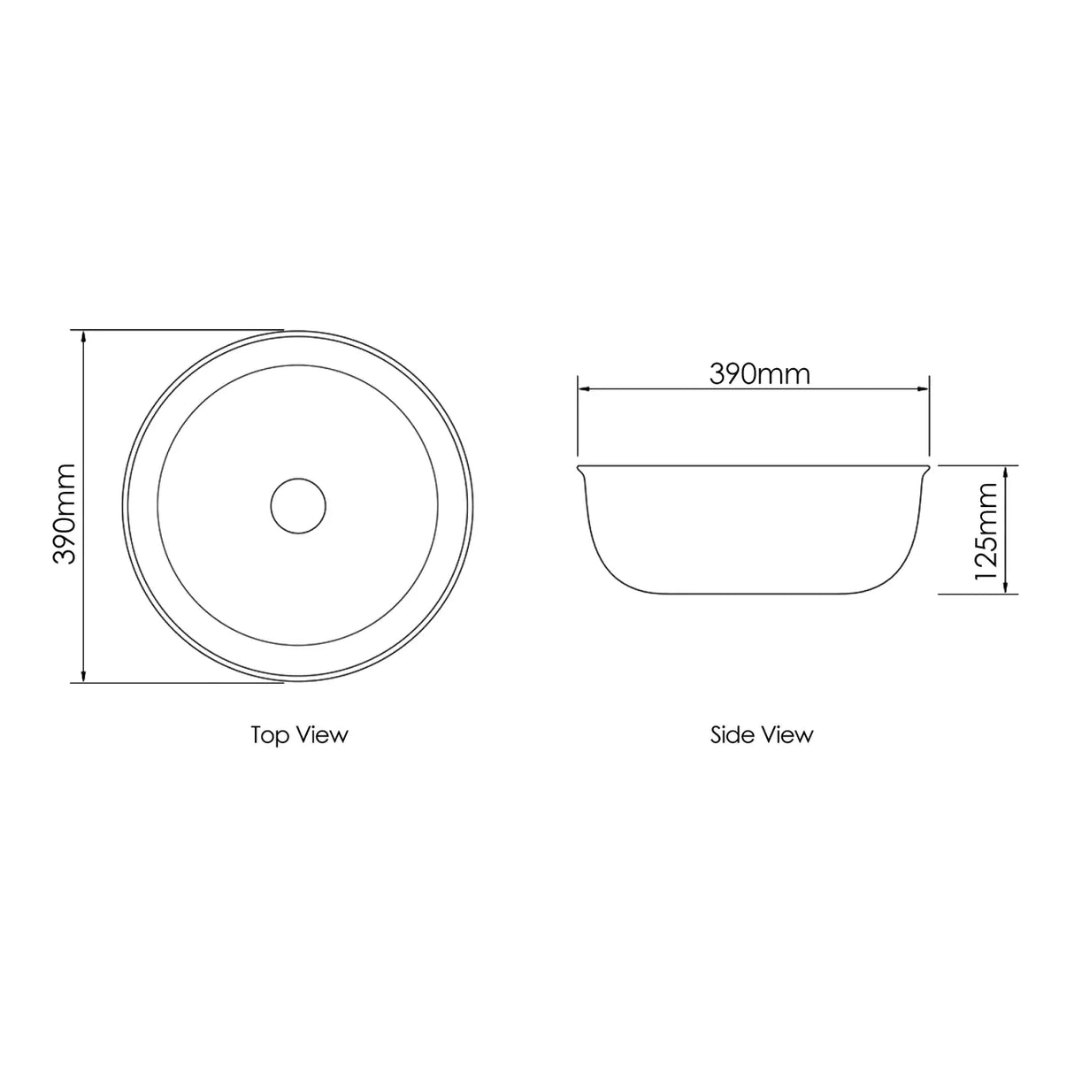 Bronte Gloss White Basin (Round: 390 ×390×125)