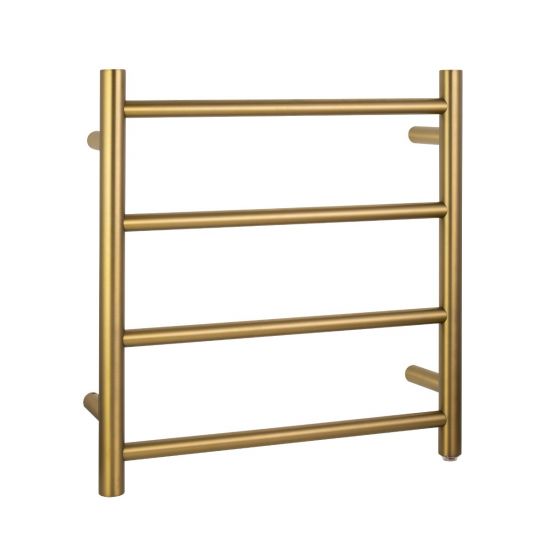 Round Electric Heated Towel Rack 4 Bars - Brushed Brass