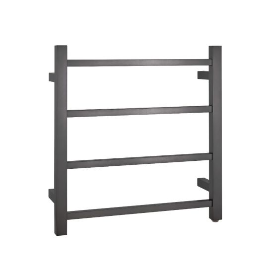 Square Electric Heated Towel Rack 4 Bars - Brushed Gun Metal