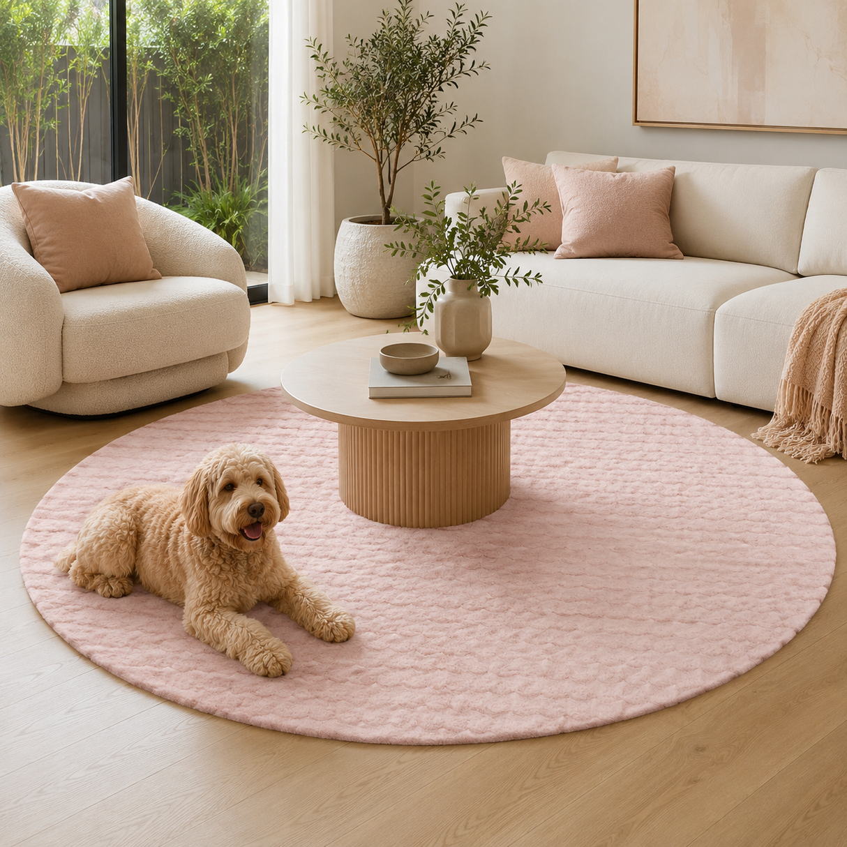 Bubble Blush Round - Machine Washable Rug