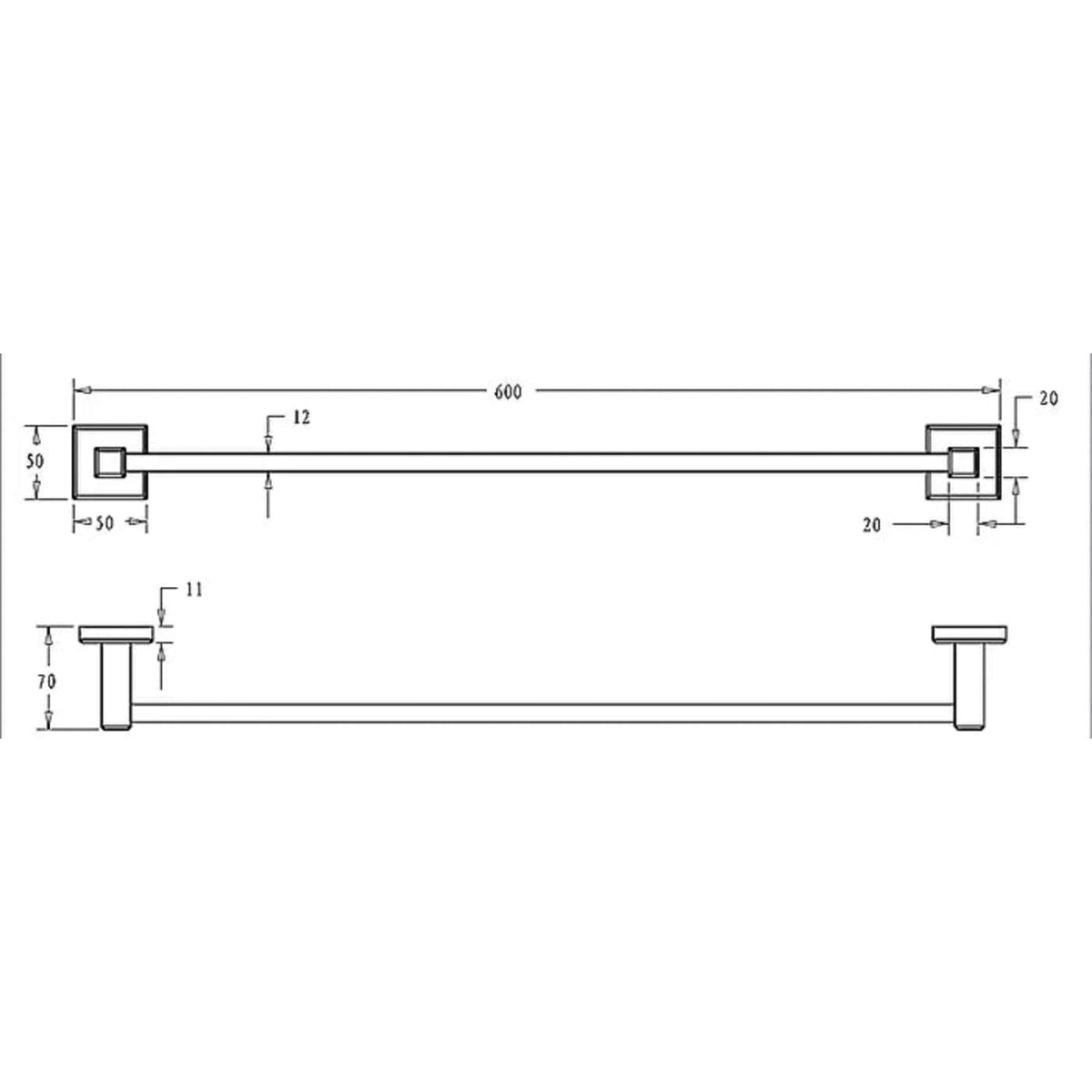 BUILDERS CHOICE Single Towel Rail 750mm