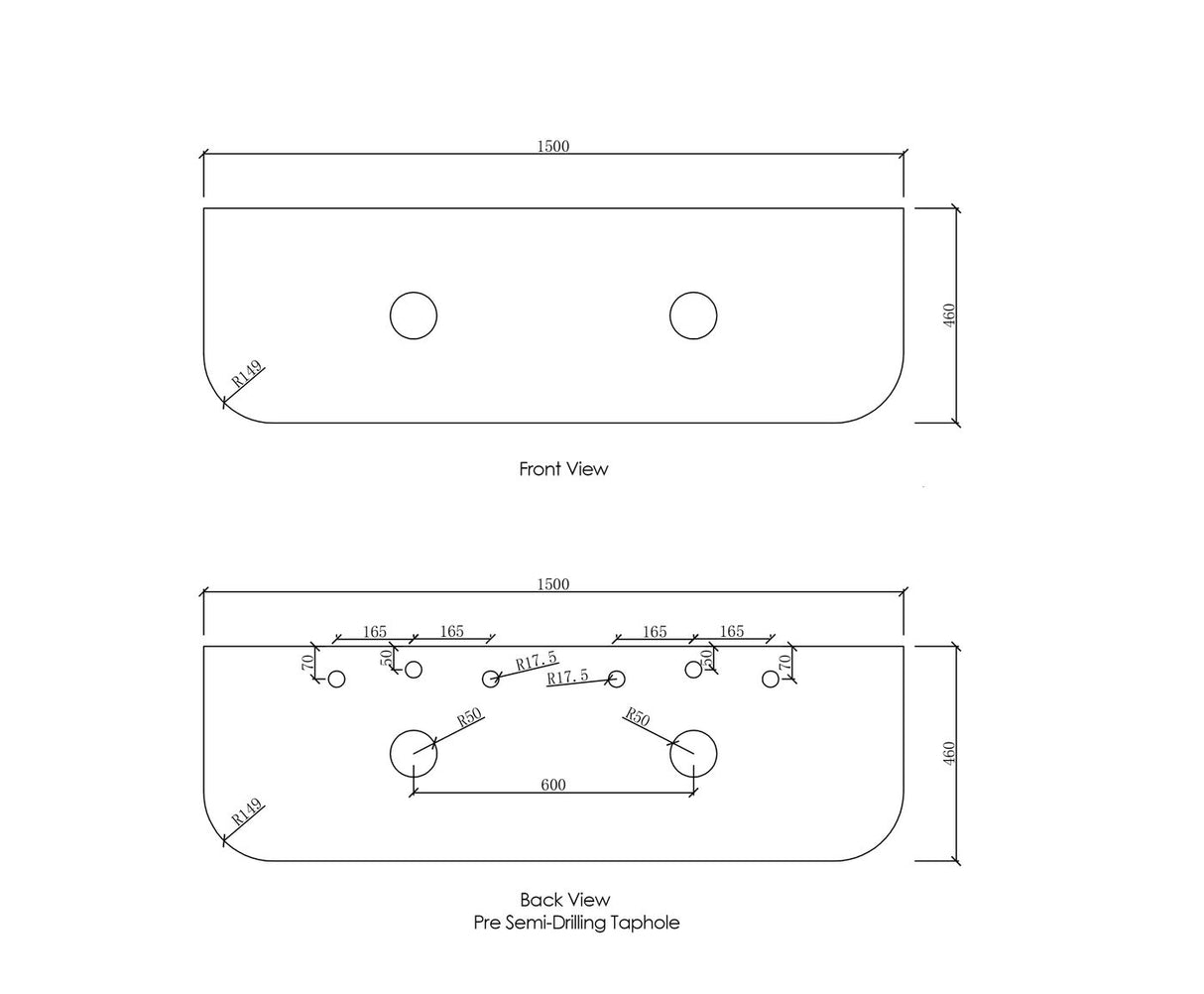 Burleigh wall hung vanity Stone cut 1500