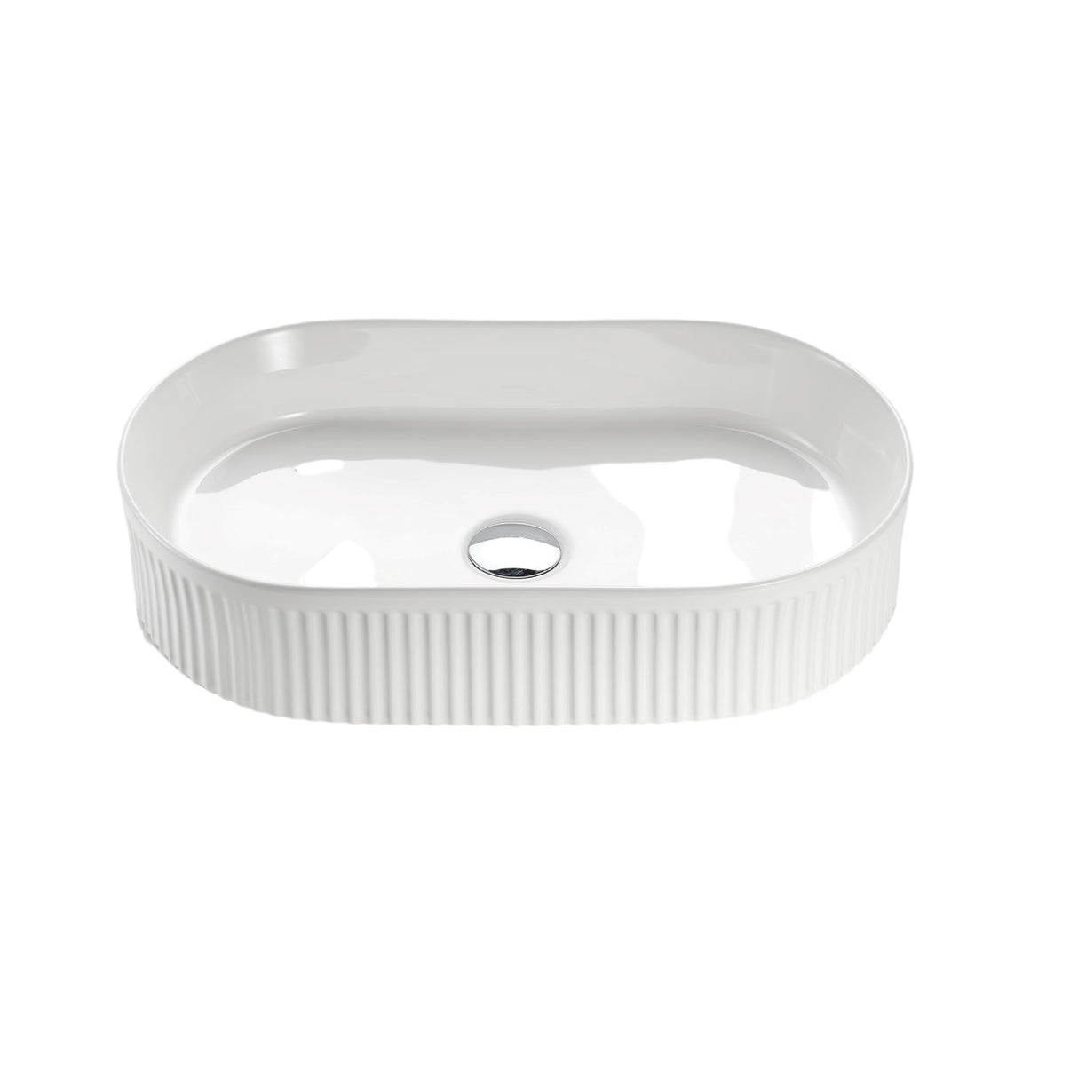 POS Fluted Gloss/Matte White Basin (Oval: 580x360x120)