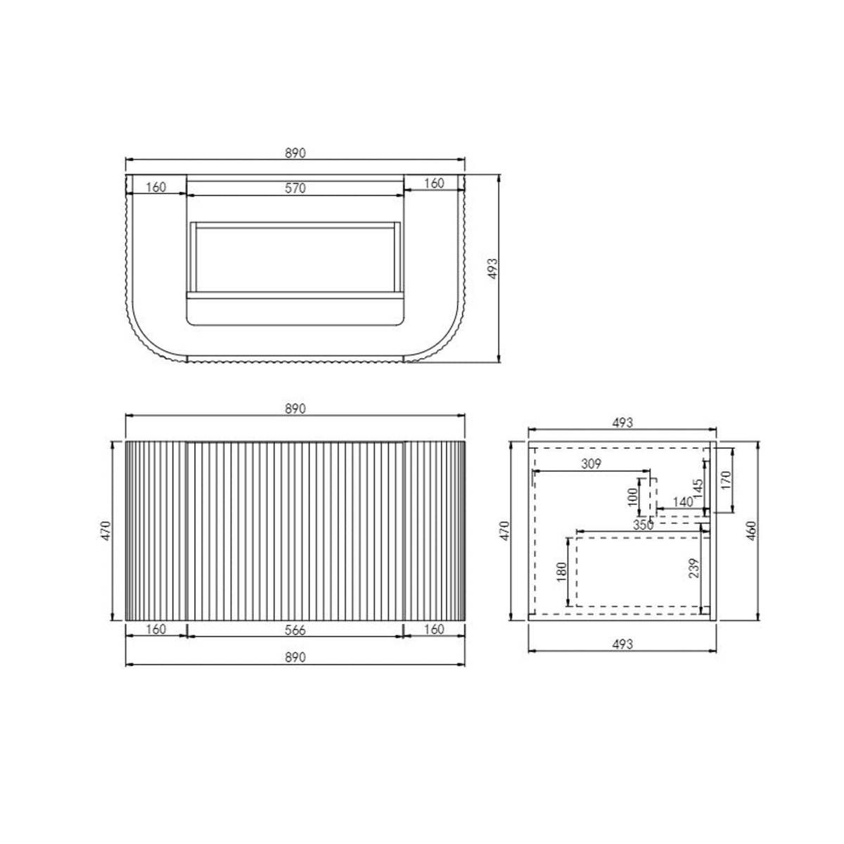 Lukka AGENA Wall Hung Vanity Matte Black (All Sizes)