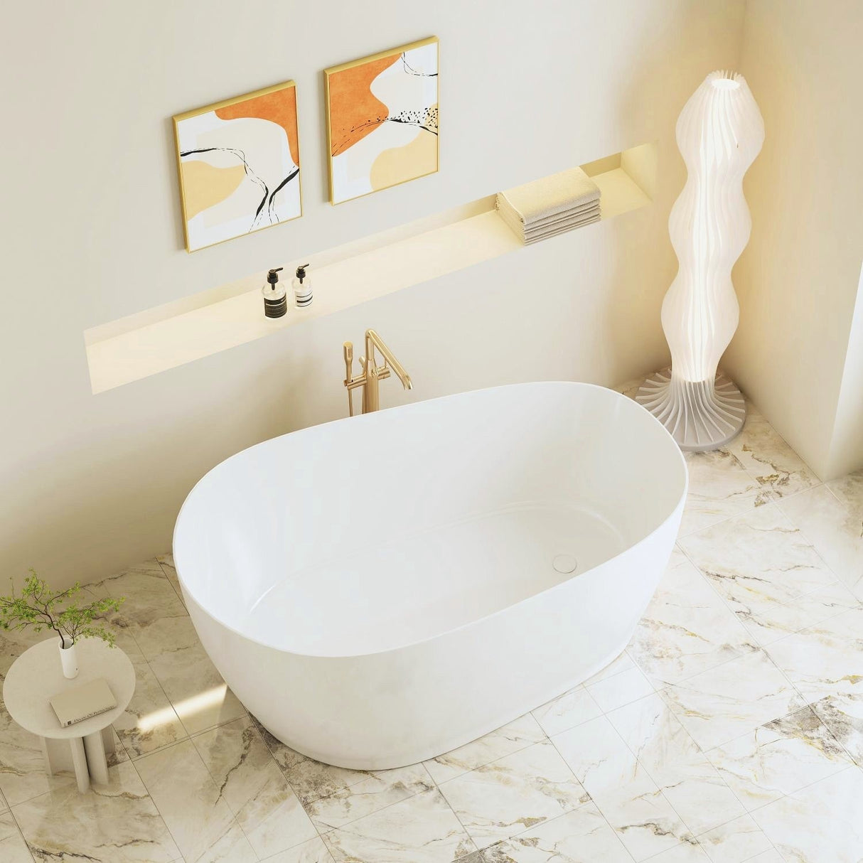 CANNES Matte White Free-Standing Bathtub Overflow 1500mm