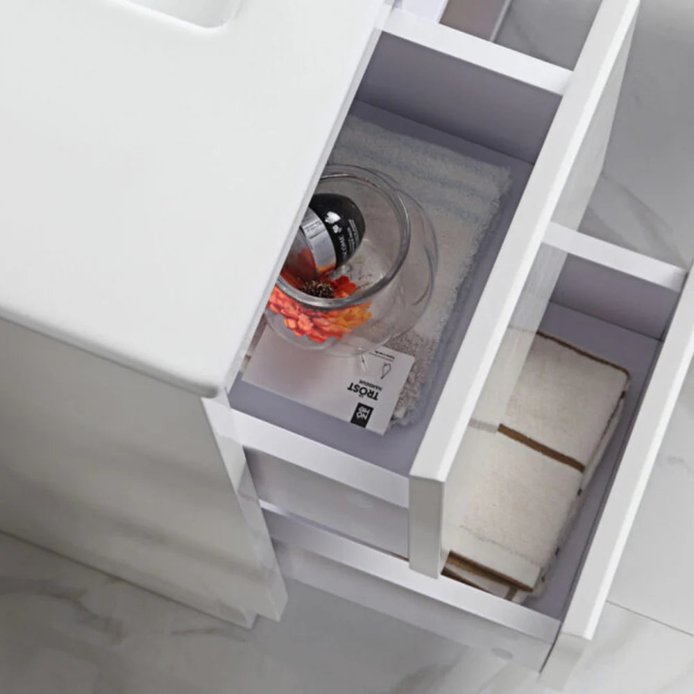MAYA Slim Wall Hung Vanity Gloss White 600