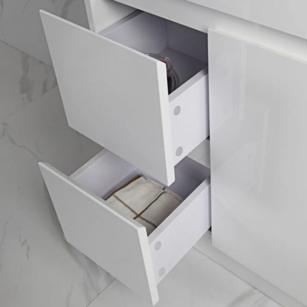 MAYA Slim Wall Hung Vanity Gloss White 600