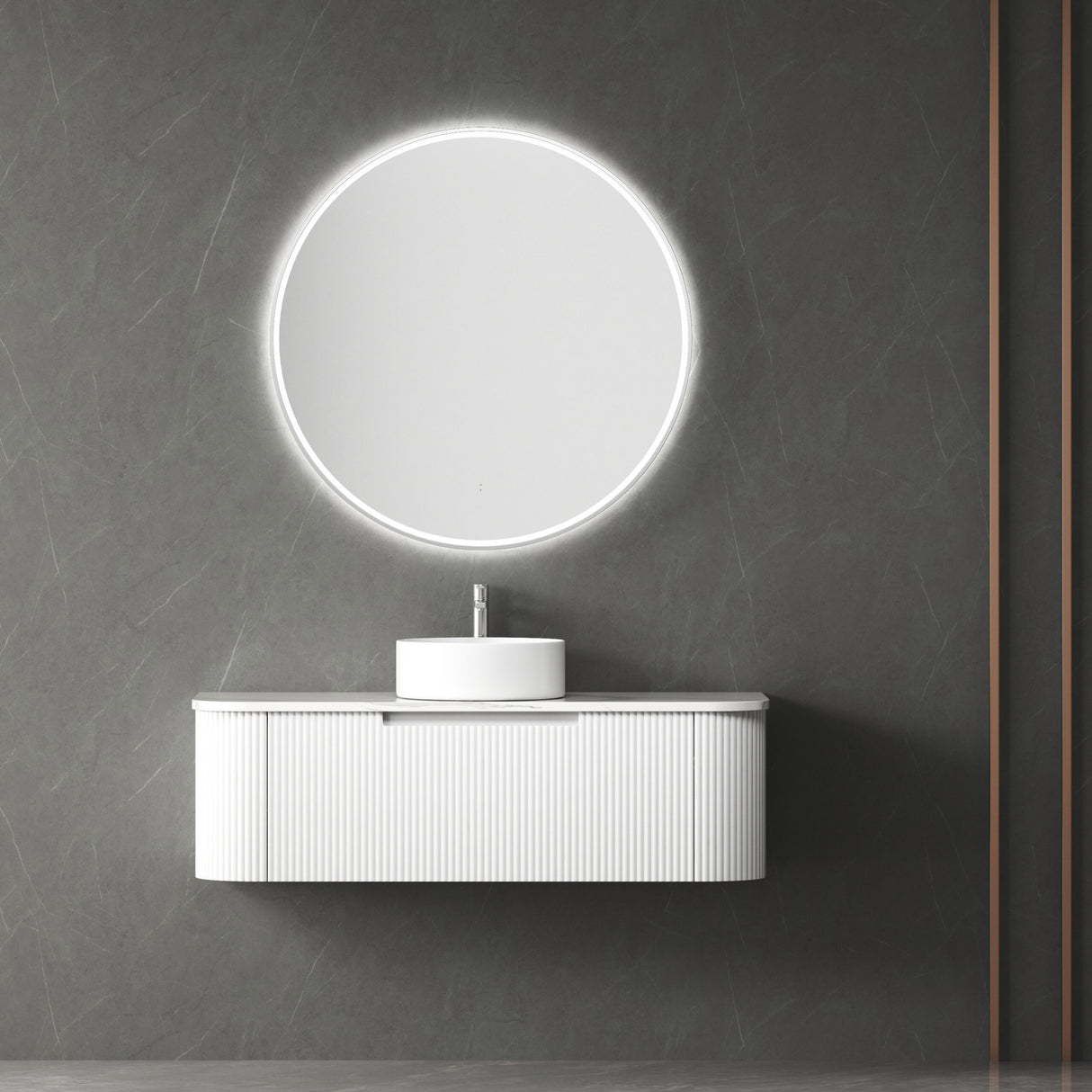 PETRA MARK II Wall Hung Curve Vanity Matte White (All Sizes)