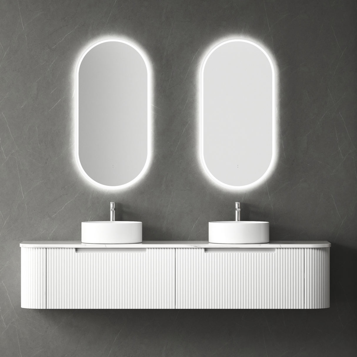 PETRA MARK II Wall Hung Curve Vanity Matte White (All Sizes)