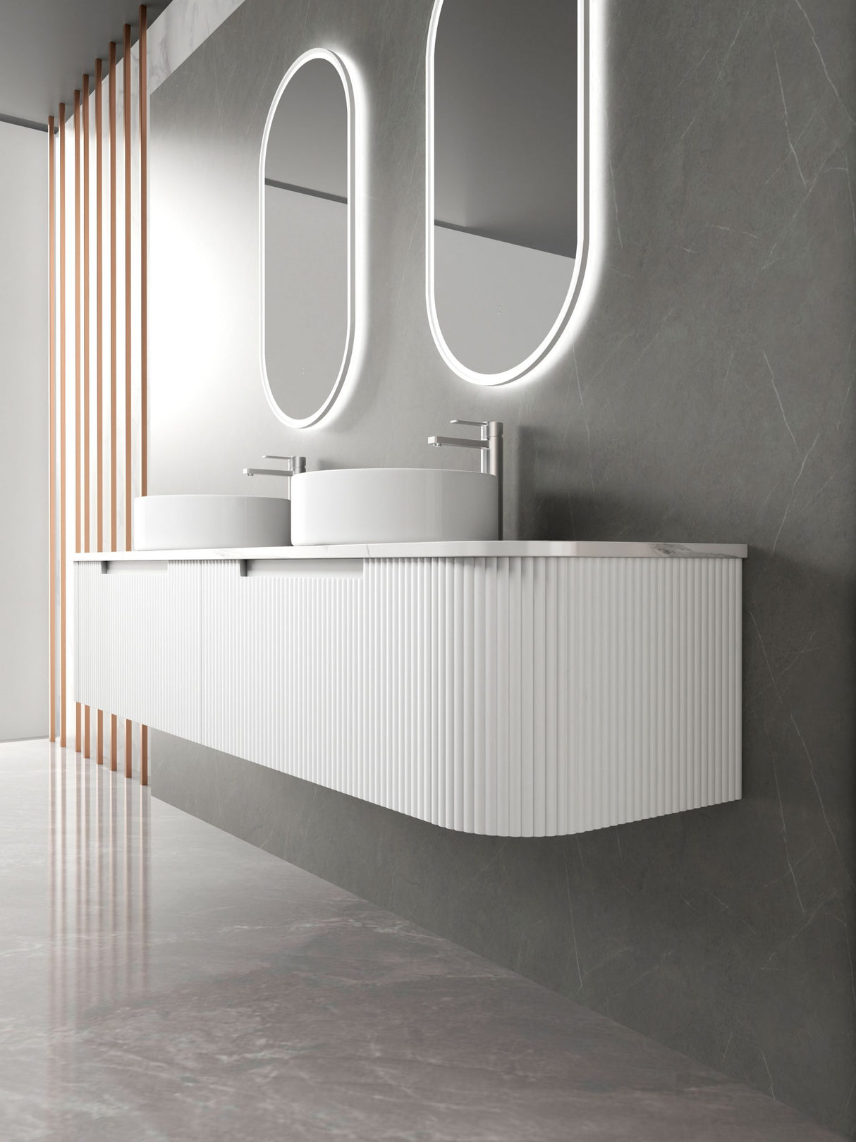 PETRA MARK II Wall Hung Curve Vanity Matte White (All Sizes)