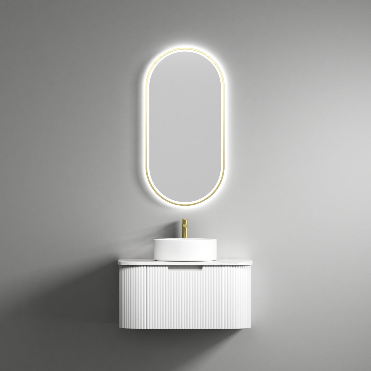 PETRA MARK II Wall Hung Curve Vanity Matte White (All Sizes)