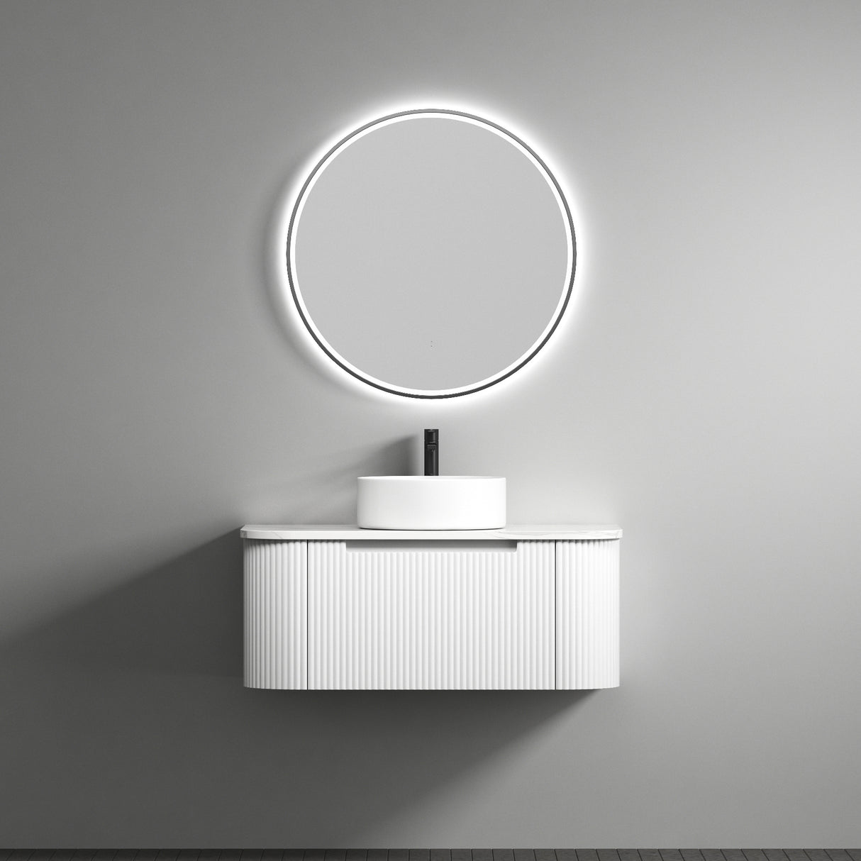 PETRA MARK II Wall Hung Curve Vanity Matte White (All Sizes)