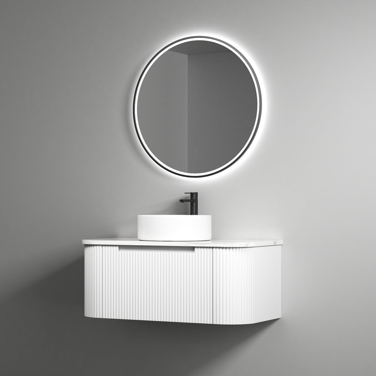 PETRA MARK II Wall Hung Curve Vanity Matte White (All Sizes)