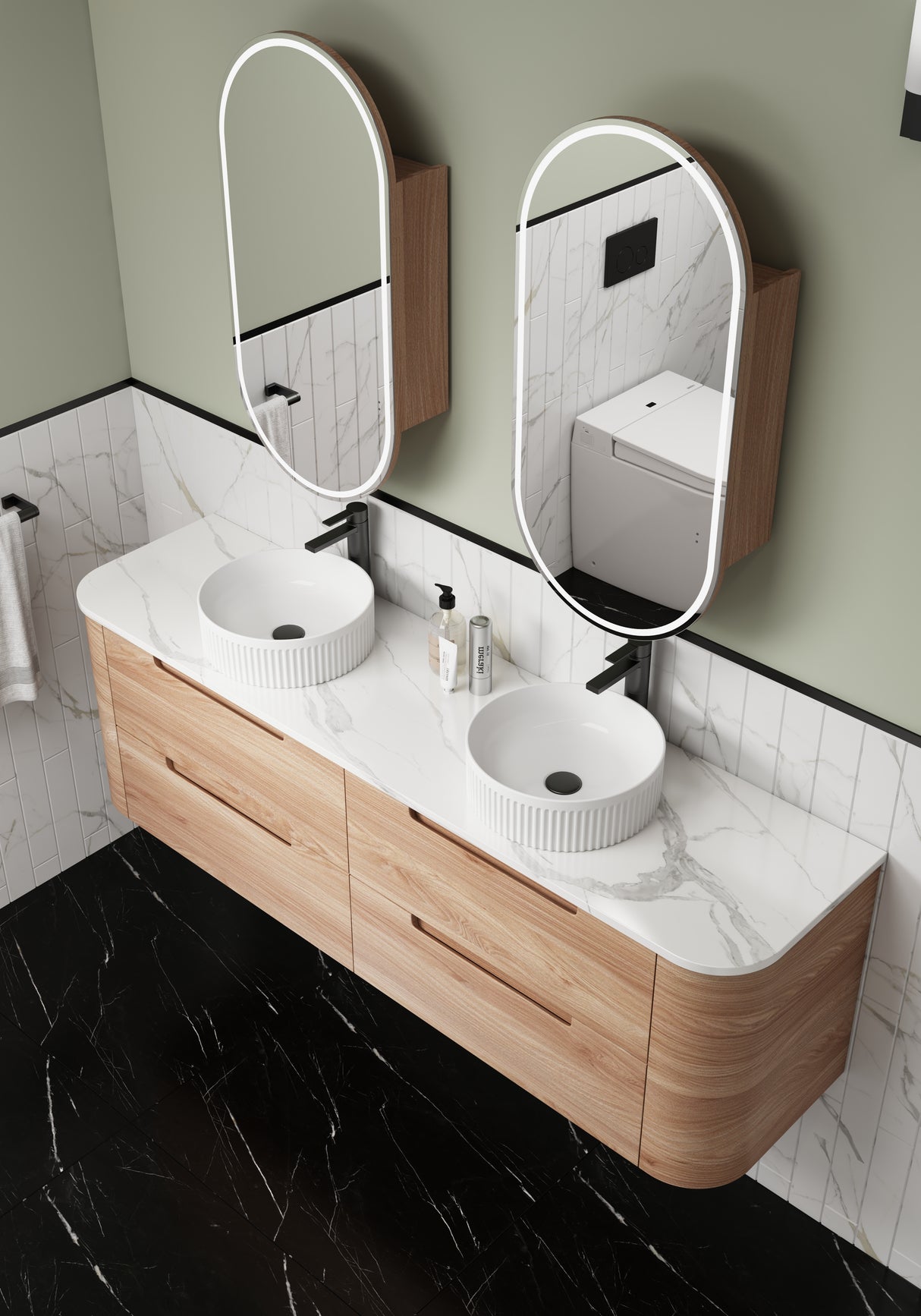 Briony Wall Hung Curve Vanity Mia Oak (All Size)