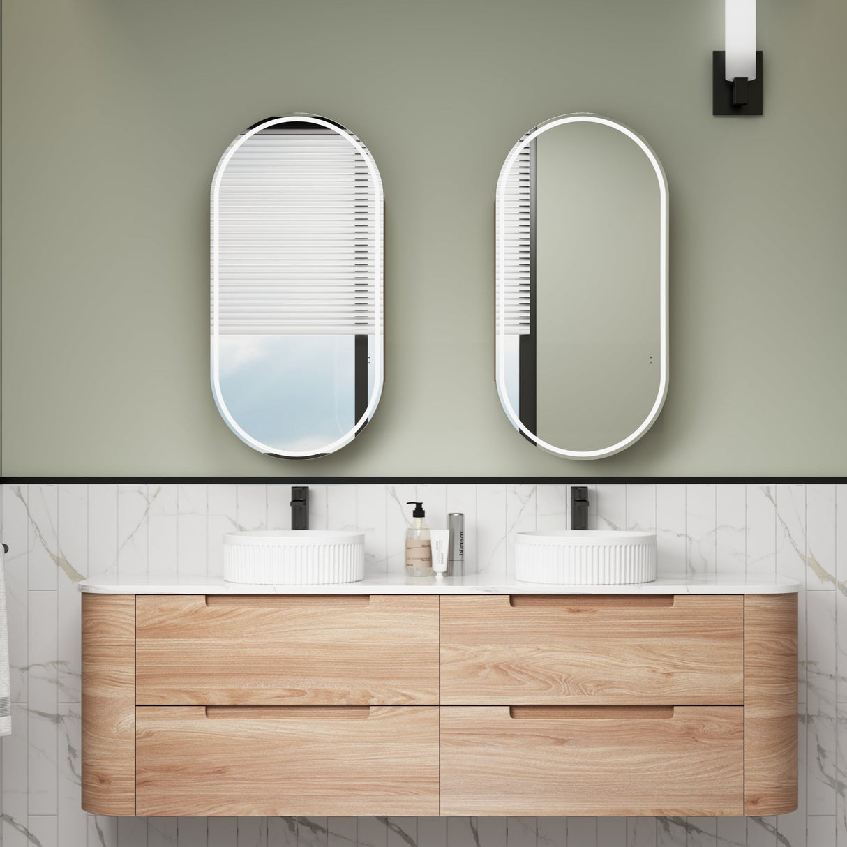 Briony Wall Hung Curve Vanity Mia Oak (All Size)