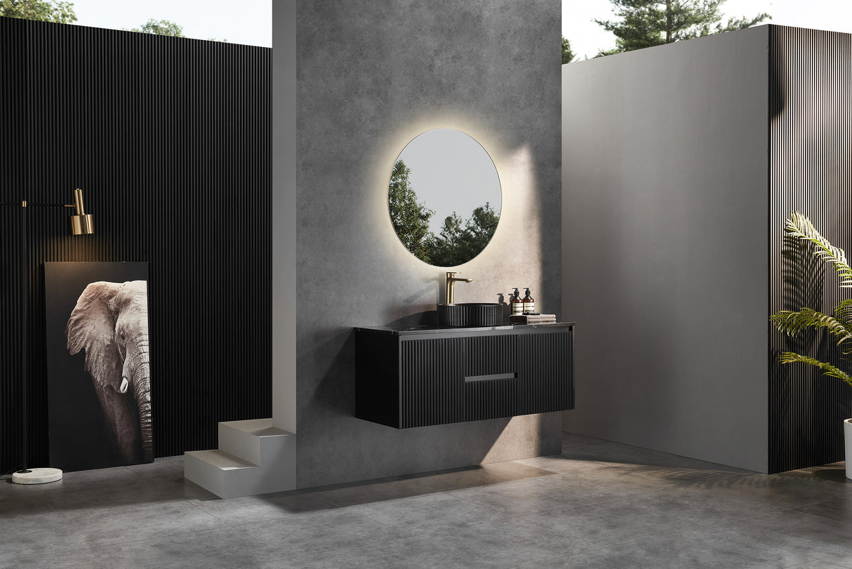 Brindabella Wall Hung Vanity (Middle Drawer) 1200mm (Single/Double Bowl) (Matte Black)