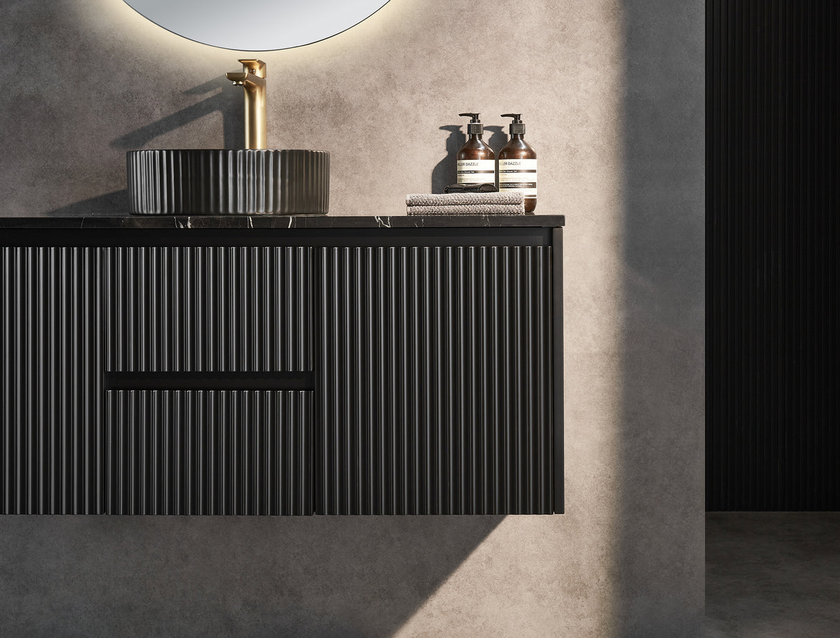 Brindabella Wall Hung Vanity (Middle Drawer) 1200mm (Single/Double Bowl) (Matte Black)