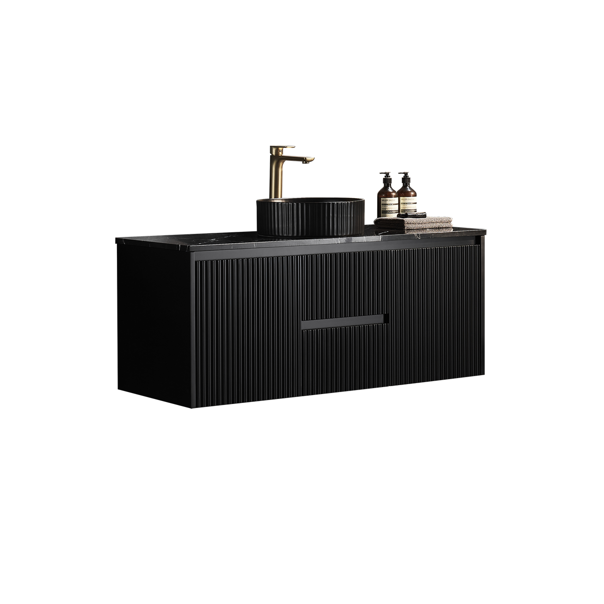 Brindabella Wall Hung Vanity (Middle Drawer) 1200mm (Single/Double Bowl) (Matte Black)
