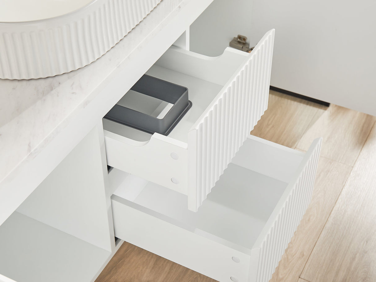 Brindabella Wall Hung PVC Cabinet (Middle Drawer) 1200mm (Single/Double Bowl) (Matte White)