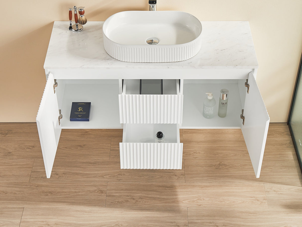 Brindabella Wall Hung PVC Cabinet (Middle Drawer) 1200mm (Single/Double Bowl) (Matte White)