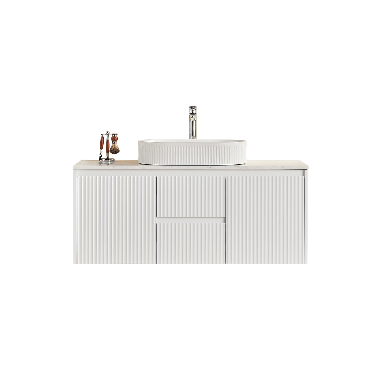 Brindabella Wall Hung PVC Cabinet (Middle Drawer) 1200mm (Single/Double Bowl) (Matte White)