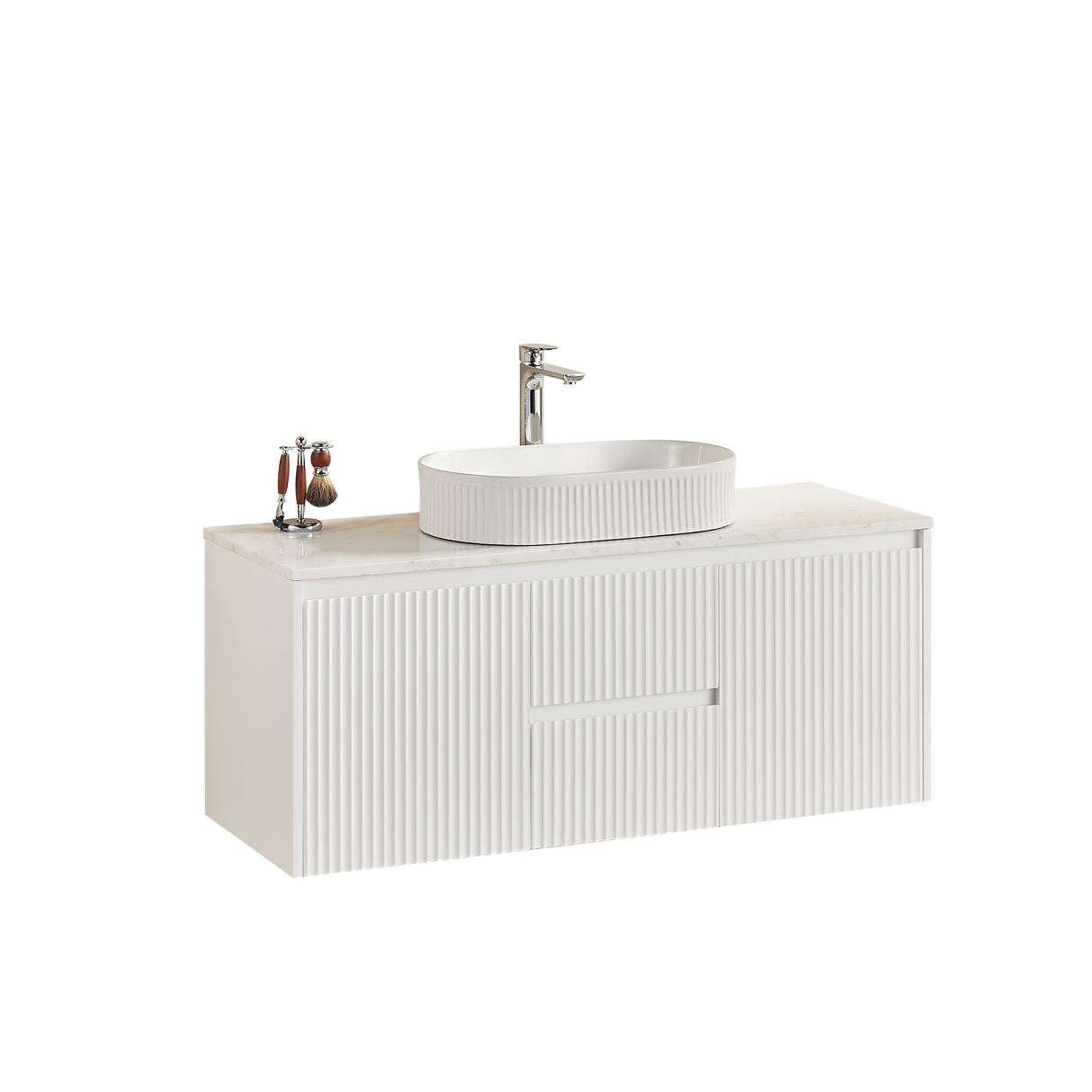 Brindabella Wall Hung PVC Cabinet (Middle Drawer) 1200mm (Single/Double Bowl) (Matte White)