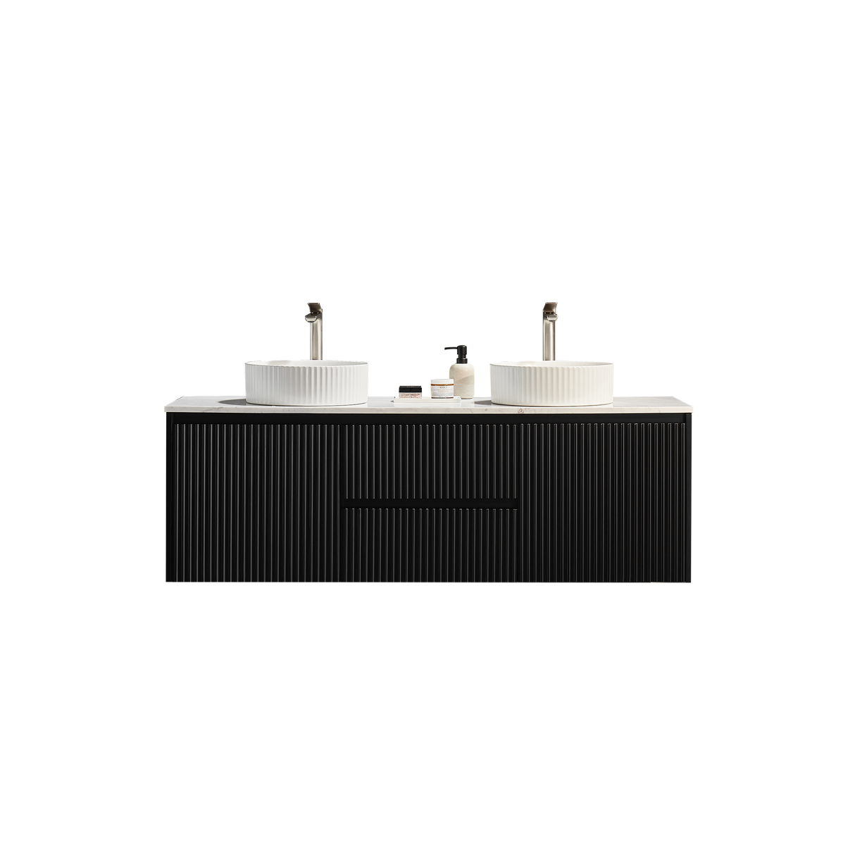 Brindabella Wall Hung Vanity (Middle Drawers) 1500mm (Single/Double Bowl) (Matte Black)