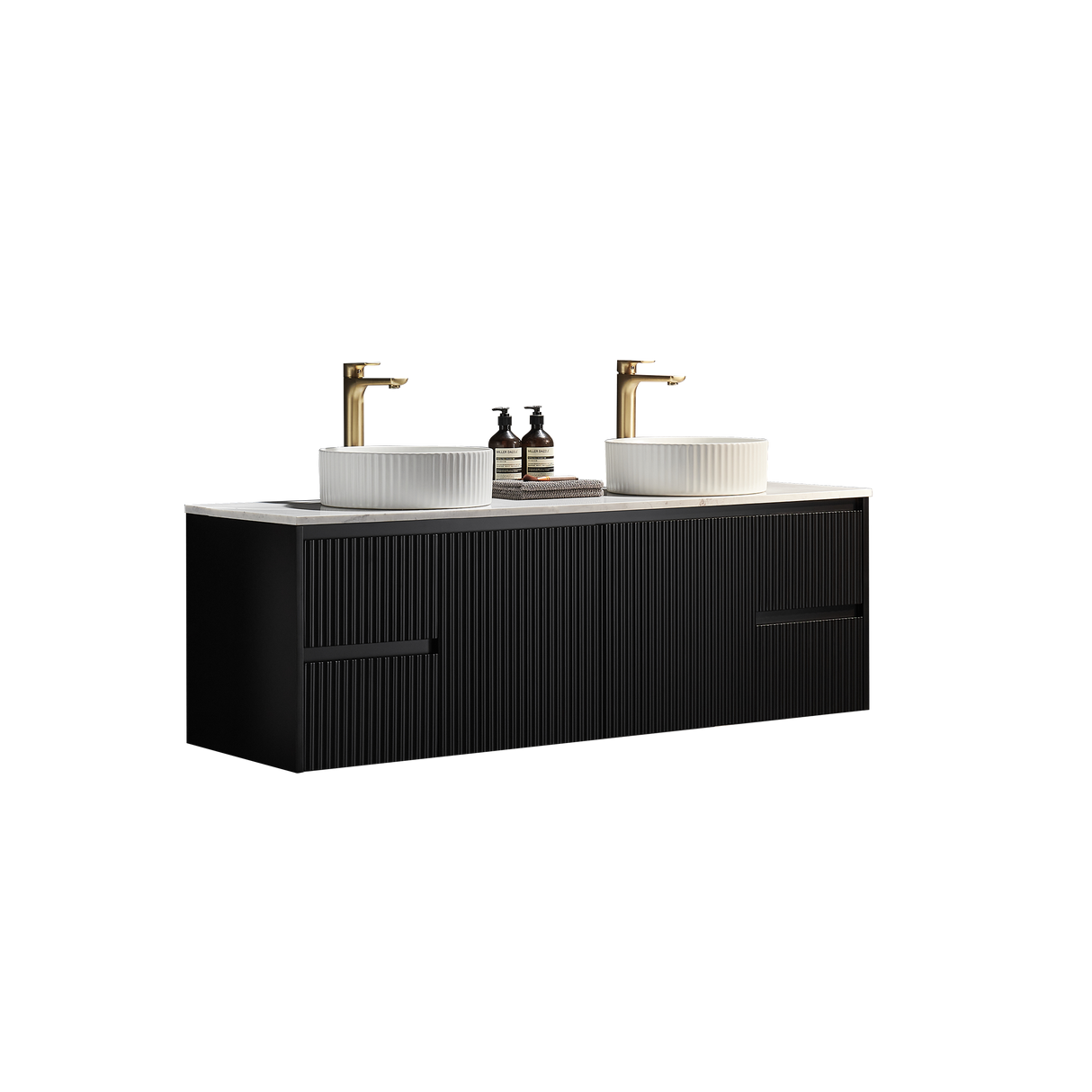 Brindabella Wall Hung PVC Cabinet 1500mm (Single/Double Bowl) (Matte Black)