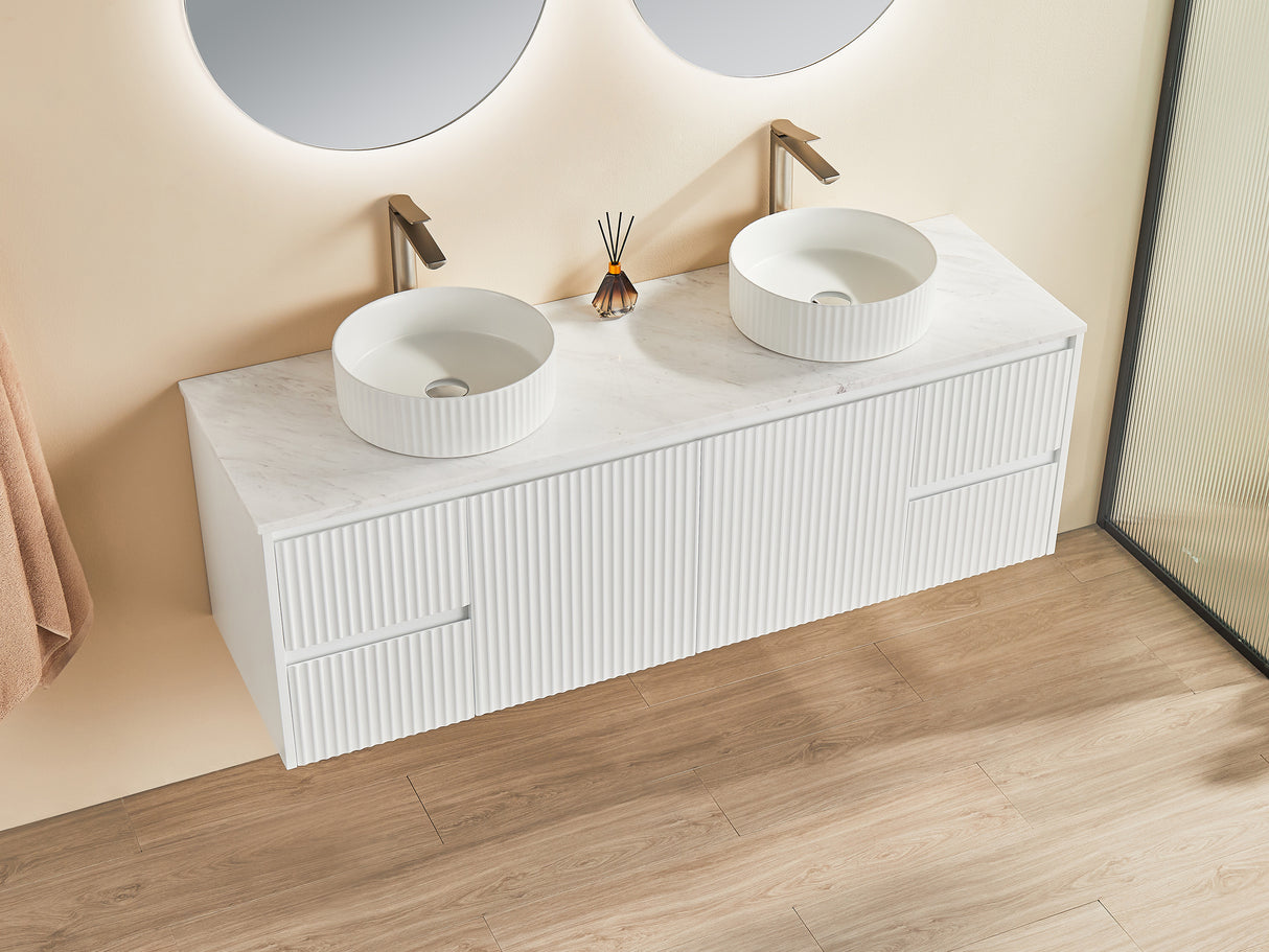 Brindabella Wall Hung PVC Cabinet 1500mm (Single/Double Bowl) (Matte White)