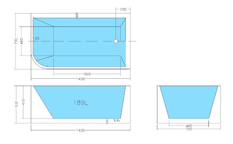 Casey Corner Back to Wall Bathtub Non-Overflow (Right Corner/Gloss White) (1400/1500/1700mm)