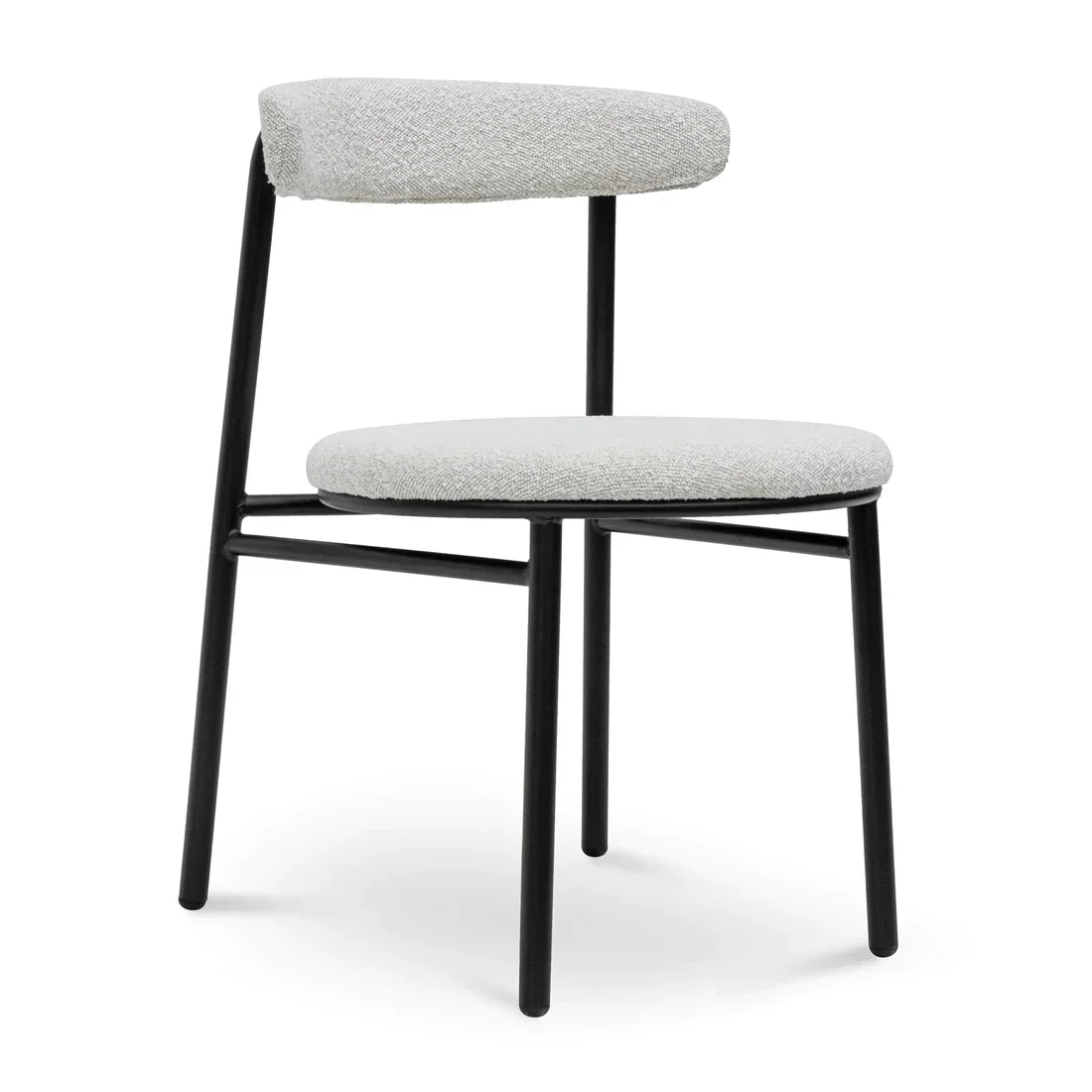 Calibre CDC6996-SD Fabric Dining Chair - Moon White Boucle and Black Legs