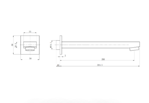 CERAM Bath Spout - Technical Drawing